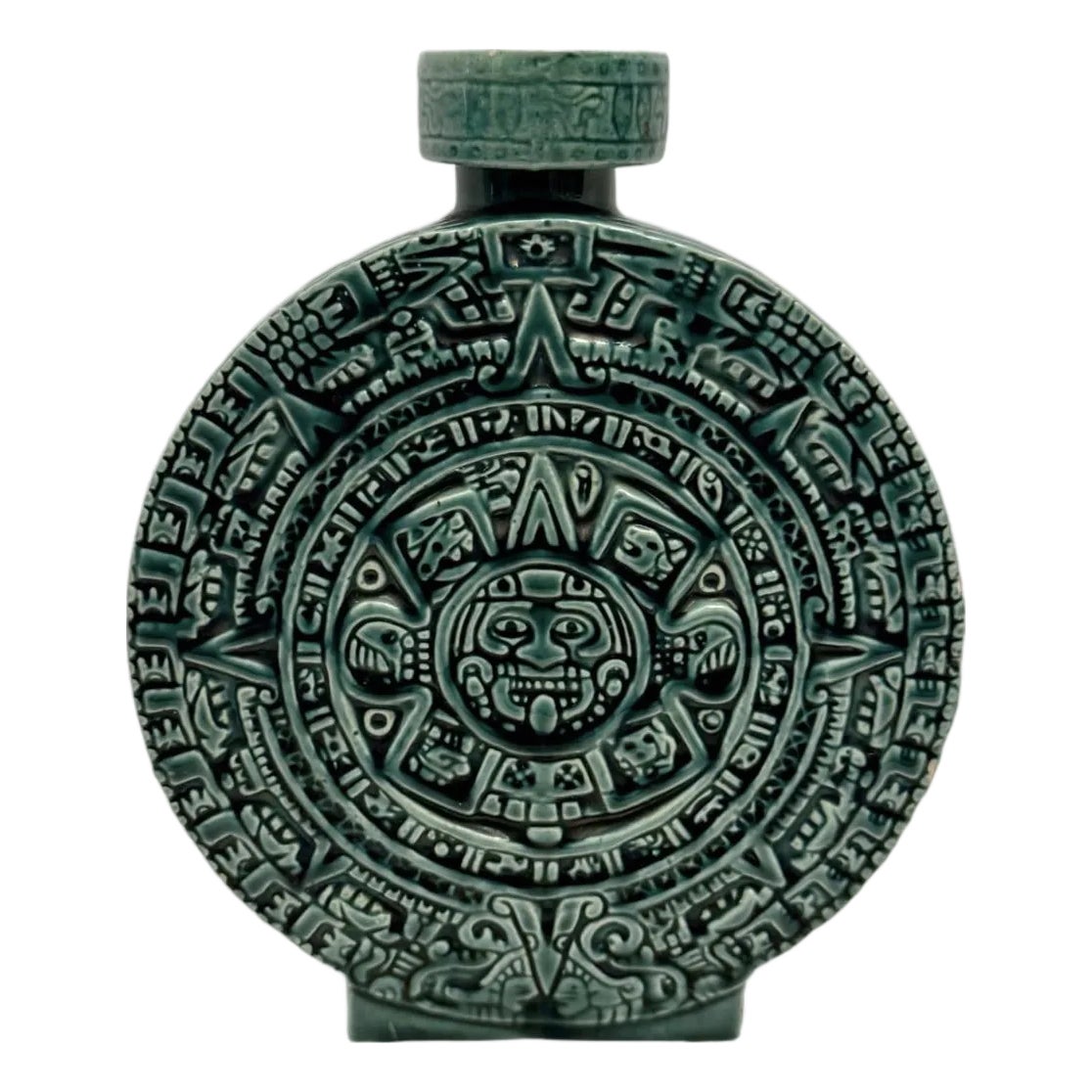 Vintage Mexican Aztec Sun Stone Decanter Bottle Green Glaze Rare (E-6 ...