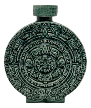 Vintage Mexican Aztec Sun Stone Decanter Bottle Green Glaze Rare (E-6).