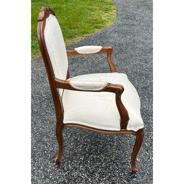 Louis XV Style Carved Walnut Fauteuil Chair For Sale - Image 9 of 10