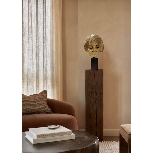 Vintage Hand-Made Paper Construction Sculpture of a Female Head by Artist Betty Klavun, 21.5” High For Sale - Image 12 of 12