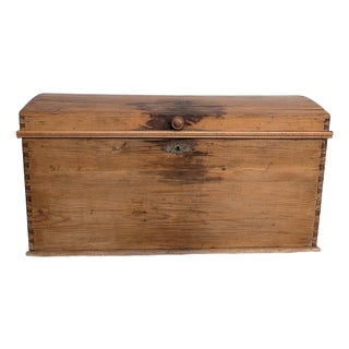 Antique Continental Pine Domed-Top Blanket Chest/Trunk For Sale