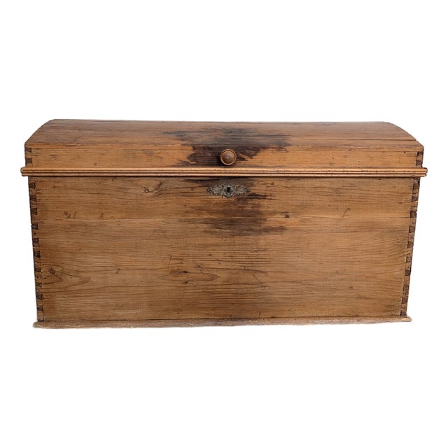 Antique Continental Pine Domed-Top Blanket Chest/Trunk For Sale