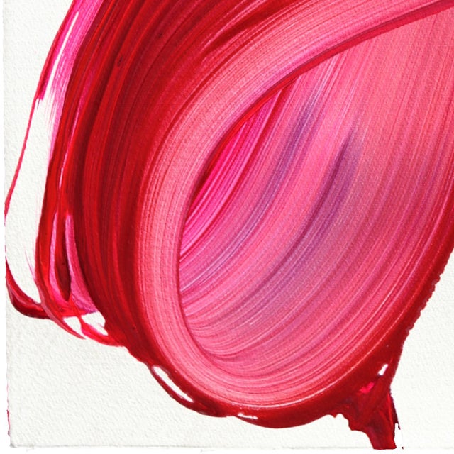 Avp_1631 - Original Abstract Deep Magenta Tone Contemporary Painting on Paper by Alex Voinea For Sale - Image 4 of 7