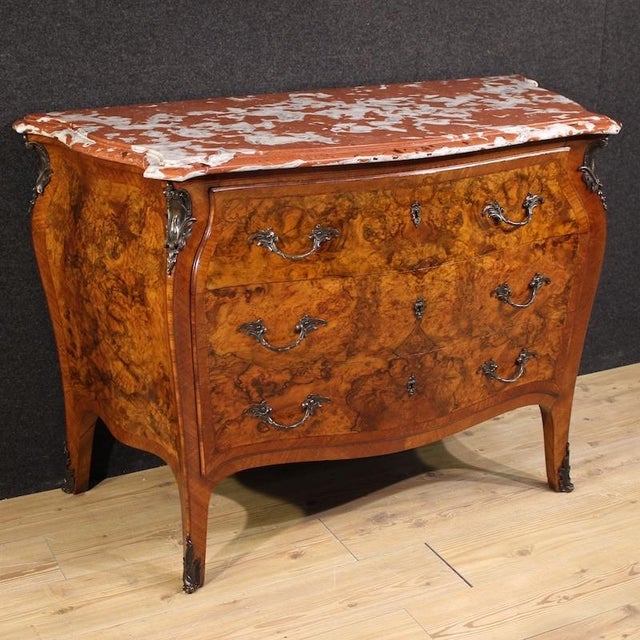 Lombard Inlaid Dresser in Louis Xv Style with Marble Top, 1950 For Sale - Image 14 of 14