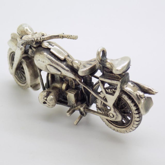 Vintage Italian Handmade 925 Sterling Silver American Motorbike, Tuscany, 1970s For Sale - Image 6 of 11