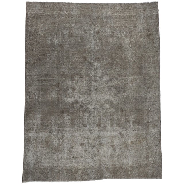 Mid 20th Century Vintage Distressed Gray Rug - 08'09 X 11'04 For Sale - Image 10 of 10