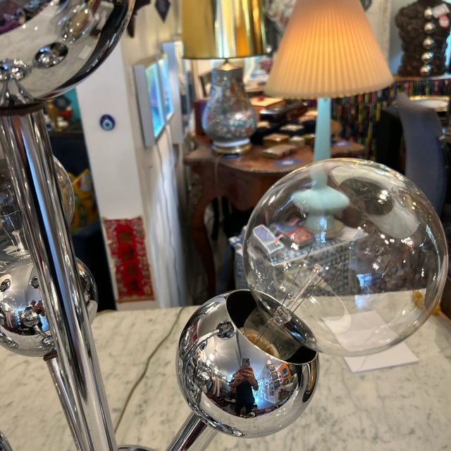 Vintage 1970s Atomic Chrome Lamps a Pair For Sale - Image 10 of 12