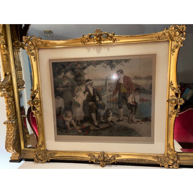 English Large Antique 1901 “A Fair Pleader” in Original Gilt Frame – 39” English Country Statement Piece For Sale - Image 3 of 6