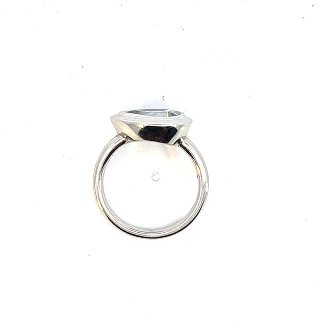 Traditional Natural Solitaire Aquamarine Ring 6.5 14k W Gold 1.60 TCW Certified For Sale - Image 3 of 12