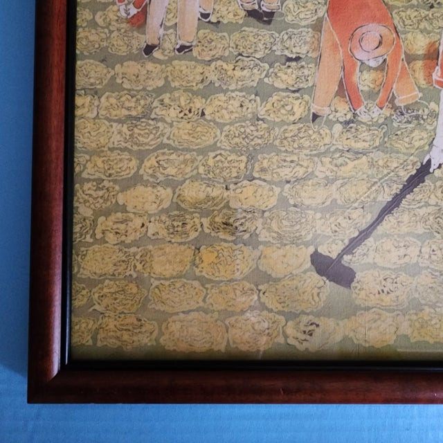 Mid 20th Century Vintage Mid Century Framed Batik Working the Fields For Sale - Image 5 of 6