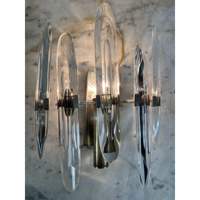 Mid-Century Modern Murano Glass and Brass Wall Lamps from Sciolari, 1960s, Set of 2 For Sale - Image 10 of 18