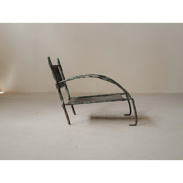 Handcrafted Hammered Wrought Iron Lounge Chair, France, 1960s For Sale - Image 14 of 18