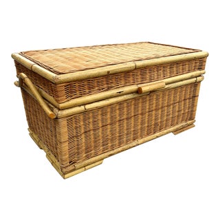 Vintage Palm Beach Bamboo Trunk Chest or Coffee Table For Sale
