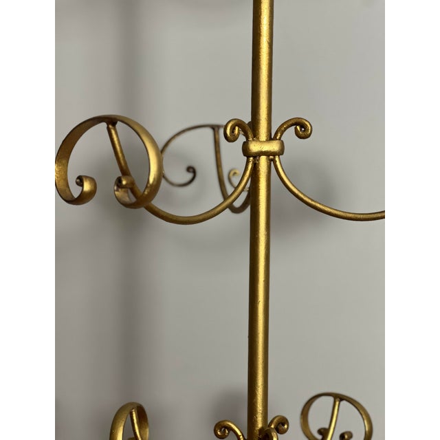Gilt Wrought Iron 3-Tier Revolving Coat Stand Hat Rack, Koegl Style, Italy, 1950s For Sale - Image 10 of 12