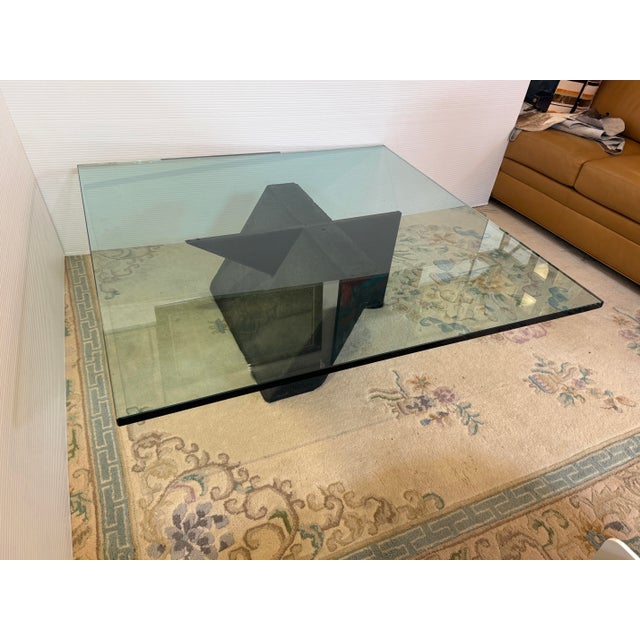 Postmodern Sculptural Glass Top Coffee Table For Sale - Image 10 of 12