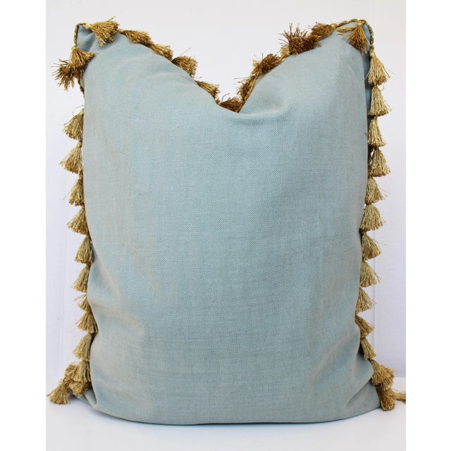 Custom French Figurative Needle Point, Petit Point Pillow W/Fringe & Down Insert For Sale - Image 4 of 5