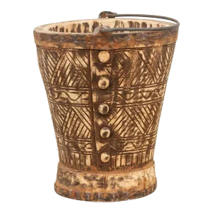 Rustic Himachal Carved Bucket