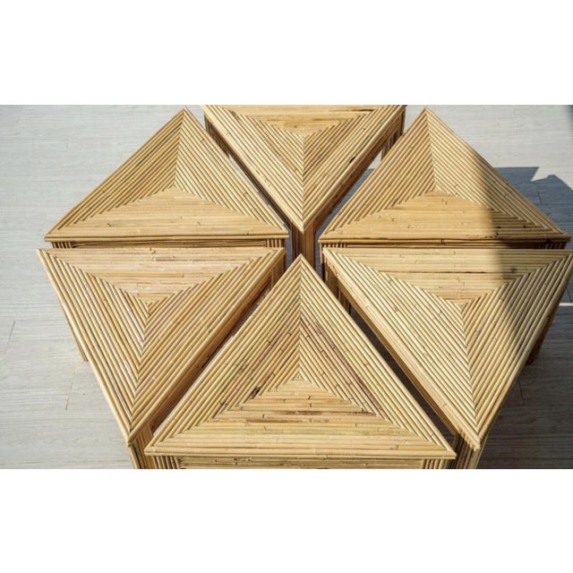 Mid-Century Modern Vintage Modular Rattan Coffee Tables, Set of 6 For Sale - Image 3 of 10