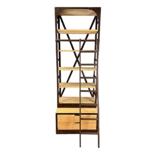 Restoration Hardware Dutch Shipyard Tower Shelving With Ladder For Sale