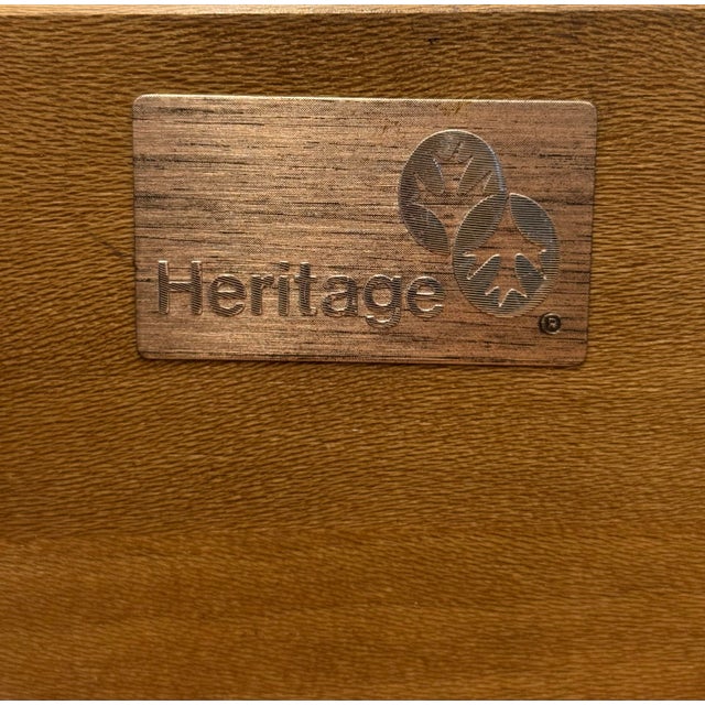 Brown Late 20th Century Pair of Drexel Heritage Burlwood Nightstands With Brass Ring Hardware For Sale - Image 8 of 16