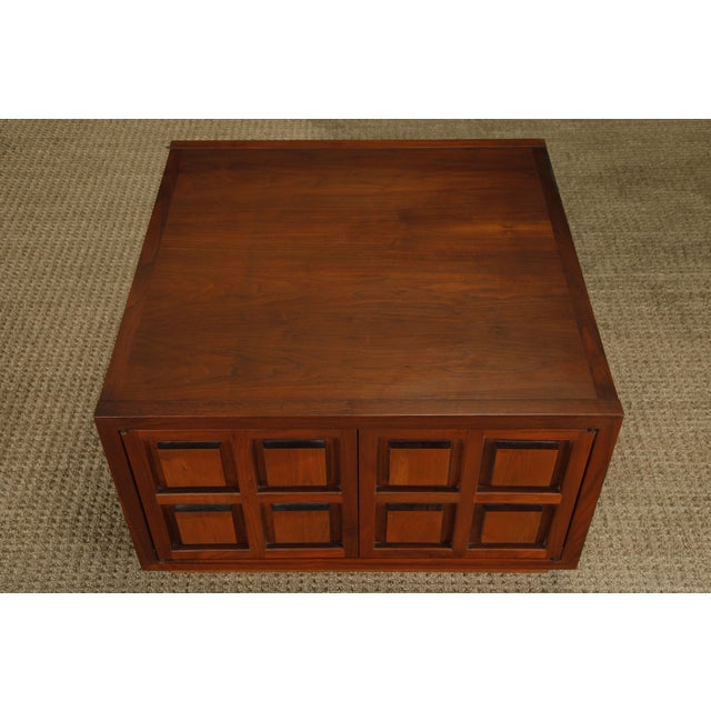 Brutalist Vintage Mid-Century Brutalist Style End Table Wood Cabinet by Lane For Sale - Image 3 of 18