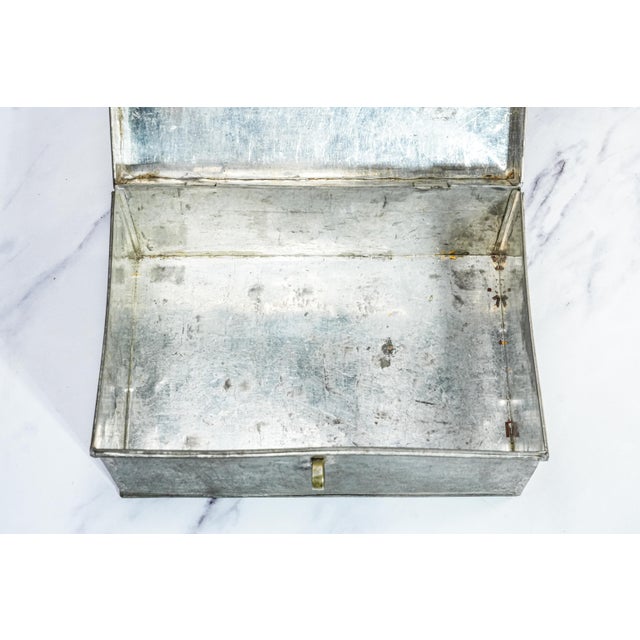 Gray Timeworn Antique Metal Lock Box Storage Home Decor Rustic Industrial For Sale - Image 8 of 12