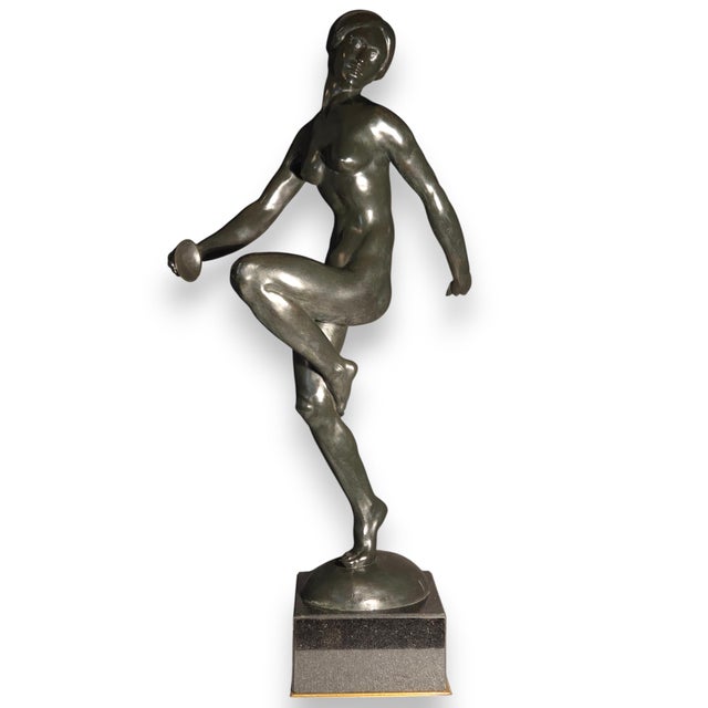 Early 20th Century E. Popineau Signed Large, Original, French Art Deco Bronze Female Cymbal Dancer - Francois Emile Popineau For Sale - Image 17 of 18