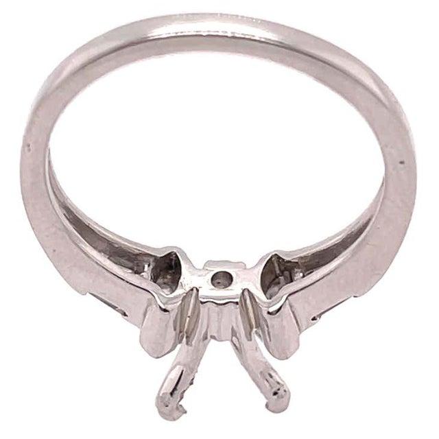 Diamond Oval and Baguette Side Detail Engagement Ring Setting in Platinum For Sale - Image 11 of 11