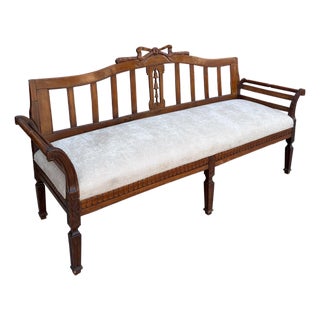 Antique 19c Swedish Gustavian Sofa Settee W Bow Motif For Sale