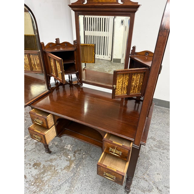 Victorian Style Walnut Dressing Table, Antique For Sale - Image 12 of 12