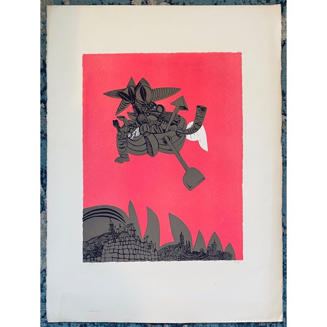 Printmaking Materials Naftali Bezem, Israeli Surrealist Judaica Abstract Lithograph Naftali Bezem For Sale - Image 7 of 7