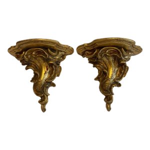 Petite Italian Rococo Gilt Wall Brackets