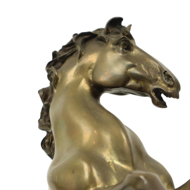 Vintage Feng Shui Bronze Rearing Horse Statue, 1950s For Sale - Image 15 of 16