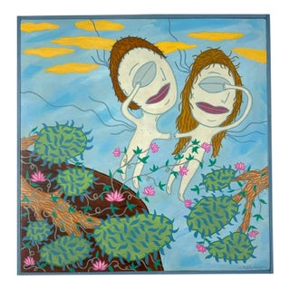 Original Acrylic Folk Art Painting From Key West Artist/ "Jump" For Sale