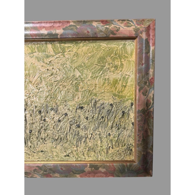 Abstract Vintage Floral Framed Abstract Impressionistic Landscape Painting Oil on Canvas For Sale - Image 3 of 5