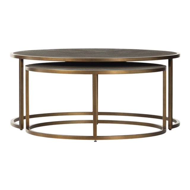 Four Hands Shagreen Nesting Coffee Table - Grey Shagreen For Sale