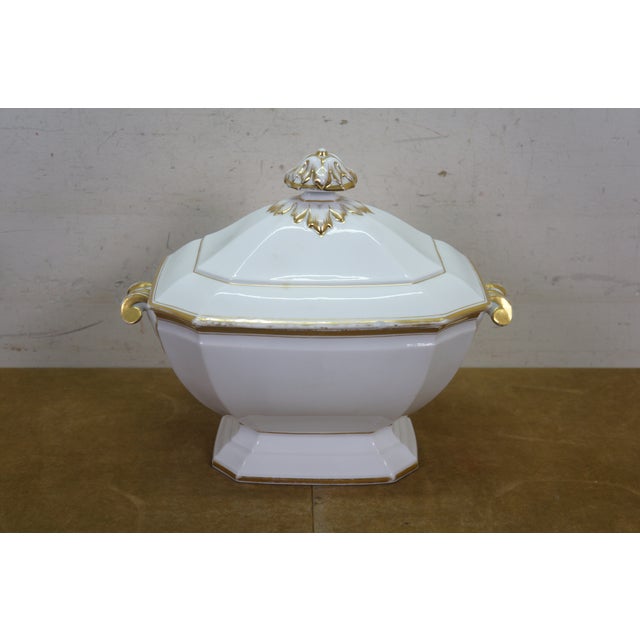Antique Haviland Limoges Porcelain White & Gold Casserole Serving Tureens 15" - 9 pcs For Sale - Image 6 of 18