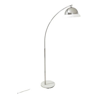 Mid-Century Modern Italian Chromed Brass and Acrylic Glass Arch Floor Lamp, 1970s For Sale