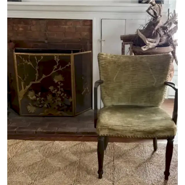 Mid-Century Modern Mid Century Arm Chair in Velvet With Nail Heads For Sale - Image 3 of 11