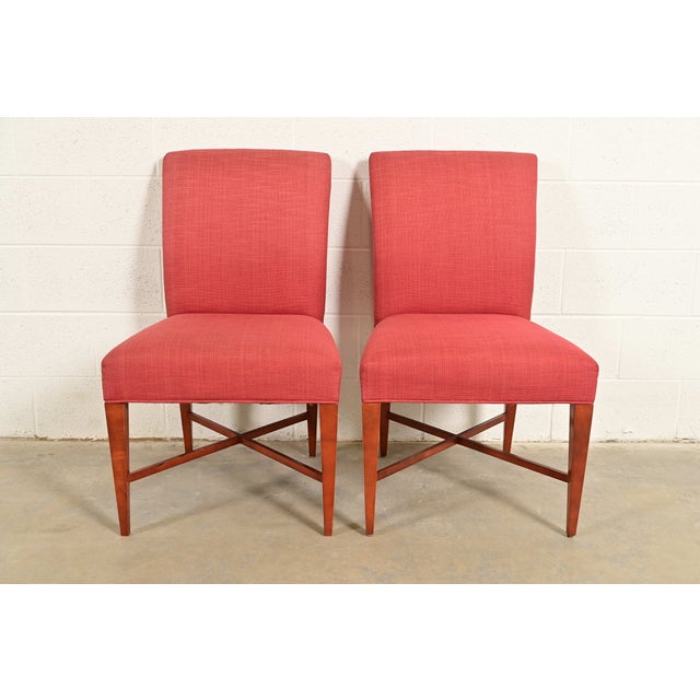 An exceptional pair of modern Regency or Art Deco style side chairs or dining chairs By Michael Vanderbyl for Baker...