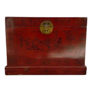 1900s Hand Painted Red Trunk