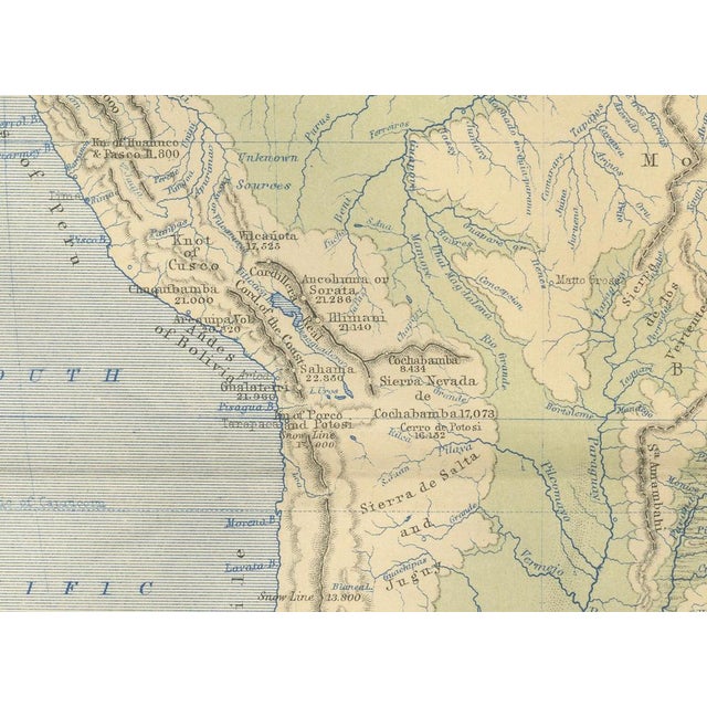 Geological Map of South American Mountains and Valleys by A.K. Johnston, 1852 For Sale - Image 6 of 10