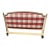 French Provincial Style Carved Wood King Headboard With Checked Fabric For Sale