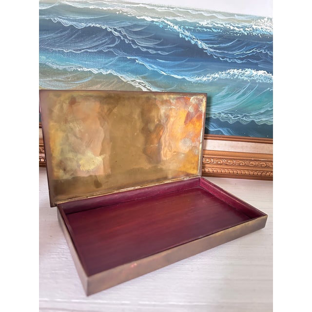 Midcentury Mexican Style Mixed Metal & Stone Mosaic Sailfish Box For Sale - Image 10 of 10