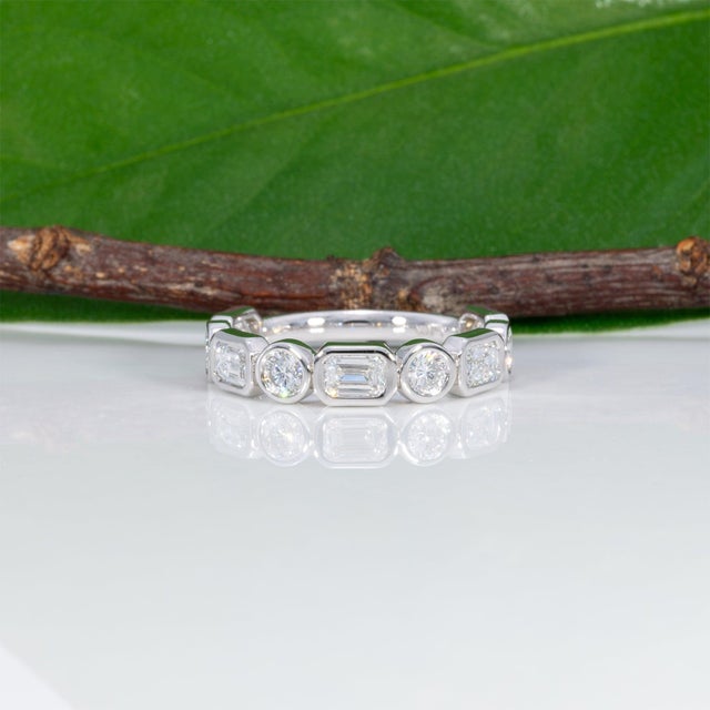 2020s 1.4Ct Lab Grown Diamond Band With 9 Lab Diamonds in Solid 14k Gold, Size 6.75 For Sale - Image 5 of 9