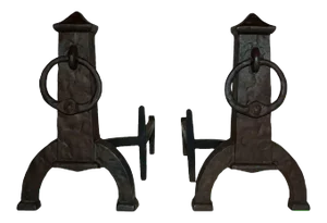 Antique Andirons Arts and Crafts Style - A Pair