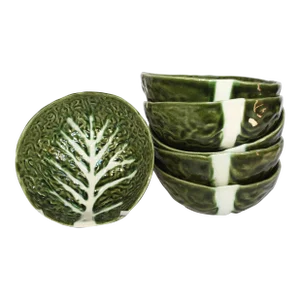 Belo Faiancas Portugal Green Cabbage Bowls- Set of 6