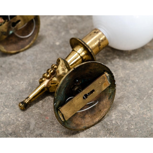 Gold Vintage Brass Wall Sconces from Maison Jansen, 1950s, Set of 2 For Sale - Image 8 of 9