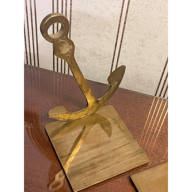 Vintage Brass Anchor Bookends For Sale - Image 4 of 7