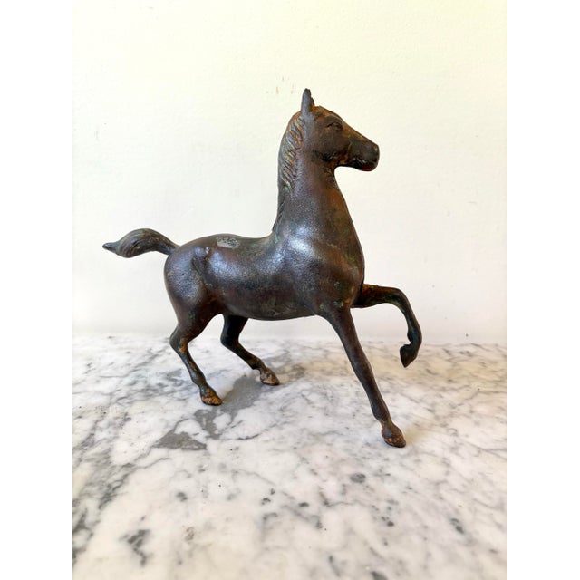 Traditional Vintage Bronze Galloping Horse Sculpture For Sale - Image 3 of 5